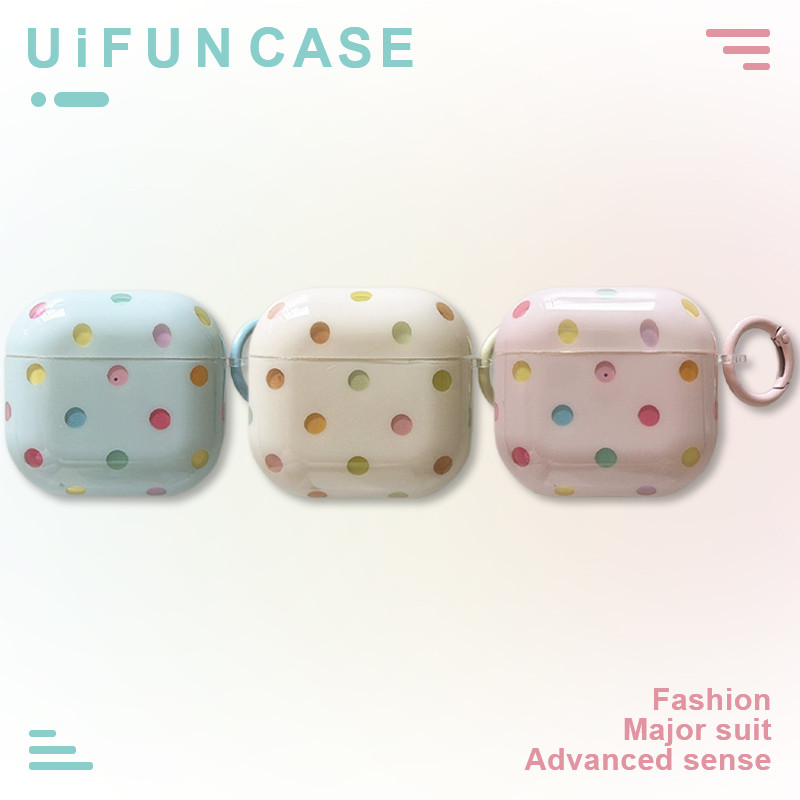 เกาหลีMulticolor Polka Dotsสีลูกกวาดหูฟังบลูทูธเข้ากันได้สําหรับAir Pods 1 2 3 4 Airpods Pro Pro2 Pro3 กันกระแทกสกปรกทนIMDหูฟังปลอก
