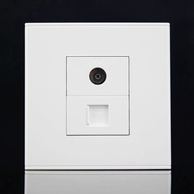 2 in 1 Wall Socket 86 ประเภท CAT6 RJ45 Gigabit LAN + TV Coaxial CATV Combo Wall Faceplate สายเคเบิลเ