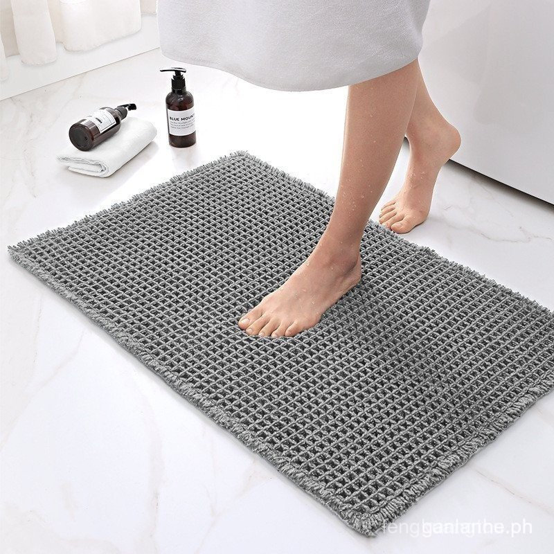 วาฟเฟิลลายสก๊อต Home Hotel ห้องน้ํา MAT Solid Entrance พรมเช็ดเท้าลื่นดูดซับล้างทําความสะอาดได้อ่างอ
