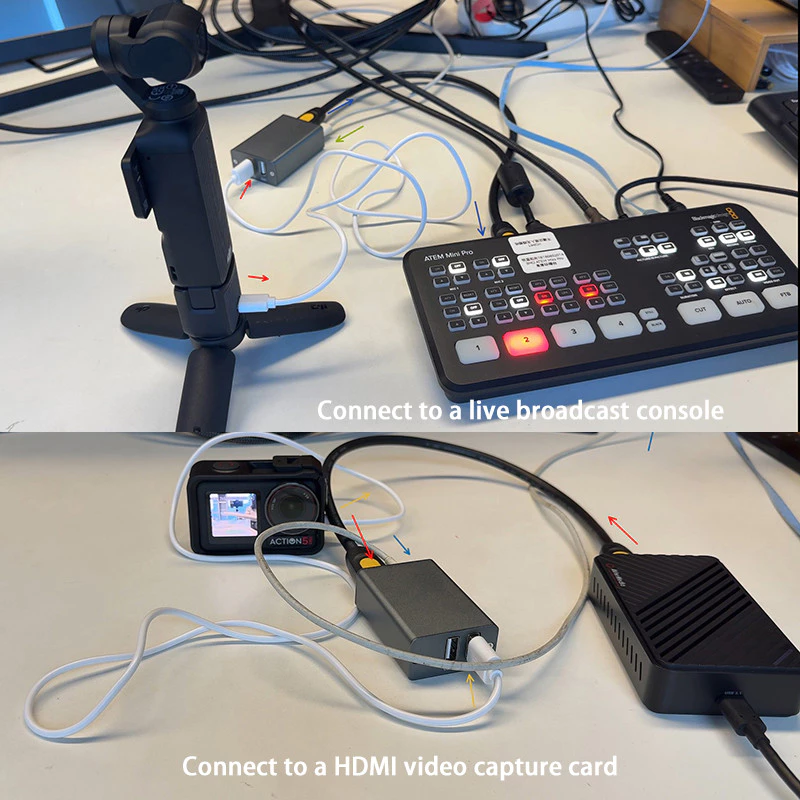 UVC กล้องเว็บแคม USB เป็นตัวแปลง HDMI สําหรับ INSTA360 Action4 Action5 Pocket3/4 ถึง HDMI TV Monitor การ์ดจับภาพวิดีโอ Live Streaming Video Switcher thumbnail 6
