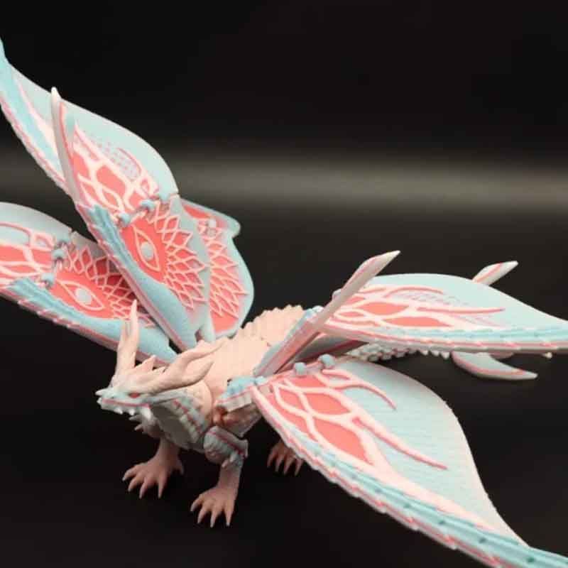 3D การพิมพ์หกปีก Flying Dragon ไม่มีสนับสนุน Joint Movable ผีเสื้อมังกรรุ่น Multi-Winged Symphony Fl