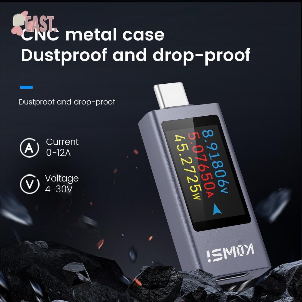 EASTS Current และแรงดันไฟฟ้า, DC 4-30V 0-12A KWS-2303C Power Meter Tester, Type-C PD จอแสดงผล LCD โท