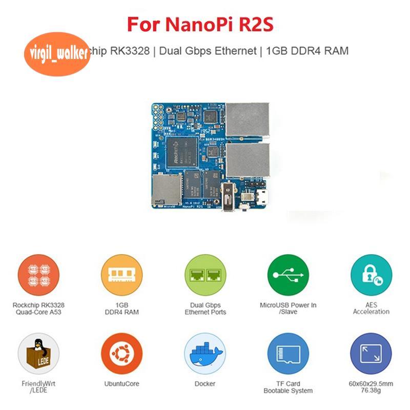 สําหรับ R2S สําหรับ MINI Router บอร์ดเดี่ยว Rockchip RK3328 Dual Gigabit Ethernet พอร์ต 1GB DDR4 RAM