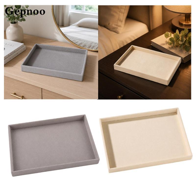 [Gepnoo] สร้อยคอเครื่องประดับถาดต่างหู MDF Flannel Jewellery Box Organizer สําหรับแหวนสร้อยข้อมือสร้