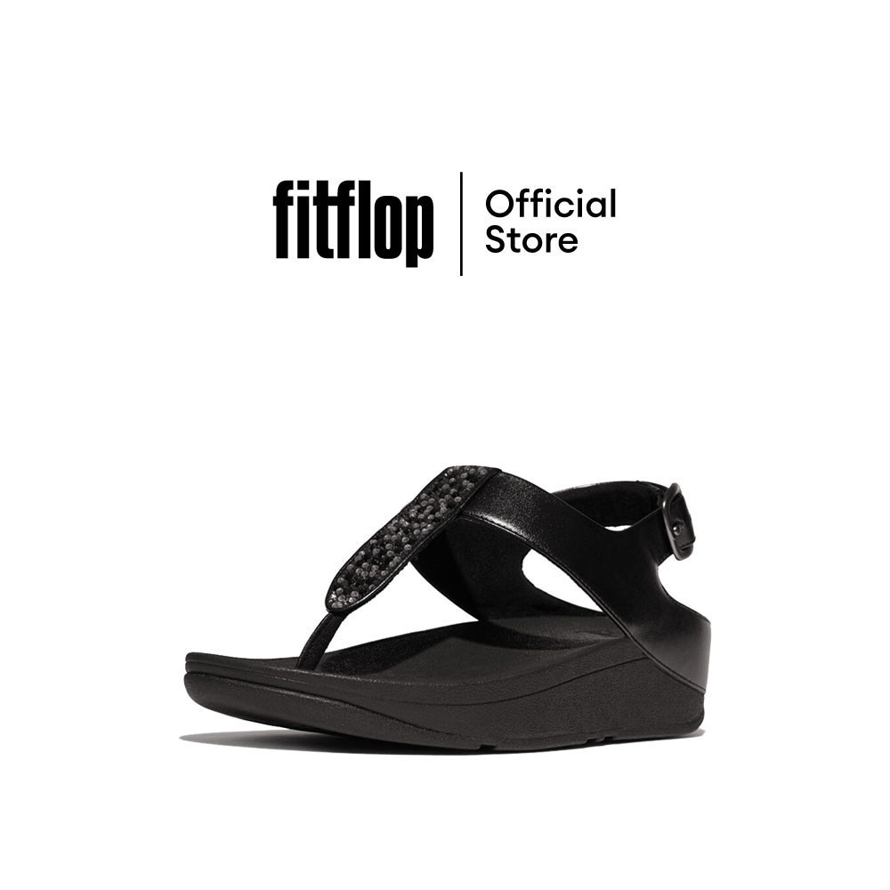 FITFLOP FINO CRYSTAL-MIX T-STRAP รองเท้าแตะแบบรัดส้นผู้หญิง รุ่น IU5-090 สี BLACK