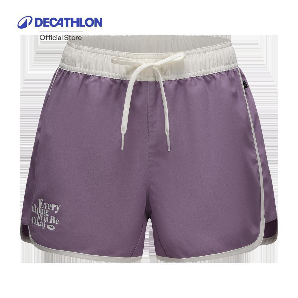 Decathlon Women’S Surfing Swim Shorts กางเกงว่ายน้ำโต้คลื่นขาสั้นสำหรับผู้หญิง รุ่น Tini - White/Purple