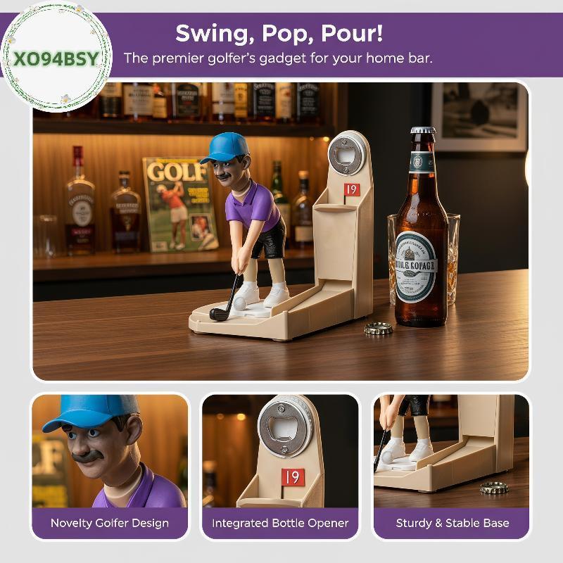 XO94BSY กีฬา Themed Golfer ที่เปิดขวดเบียร์พร้อมฝาปิด Collector Slot Functional Home Decor สําหรับบา