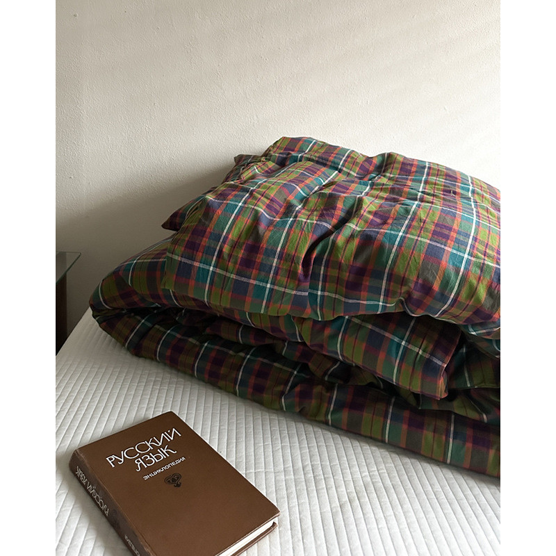 Vintage pure cotton single duvet cover200x230Individual item150x200Single1.5Checkered duvet cover