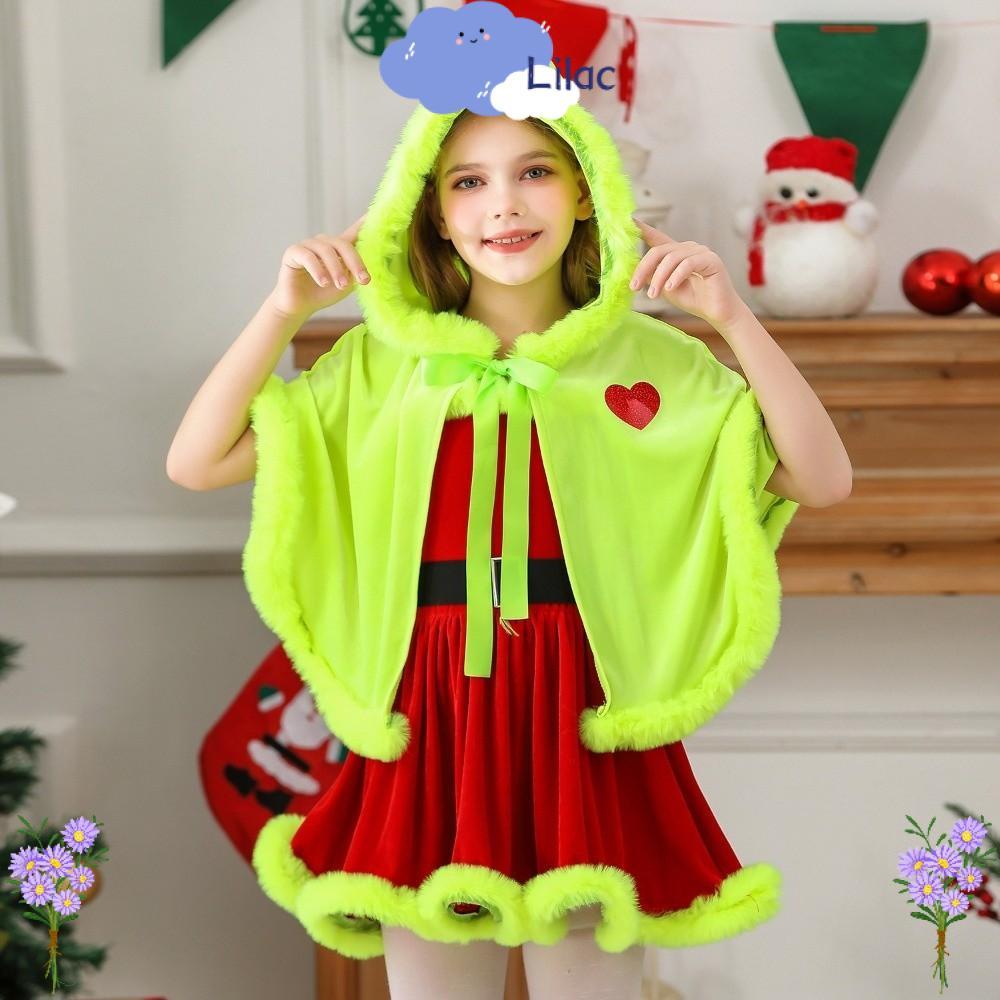 LILAC คริสต์มาส Elf เครื่องแต่งกาย, Xmas ชุด Grinch Cloak Tank Dress, สาวแฟนซี Grinch สีเขียว Grinch