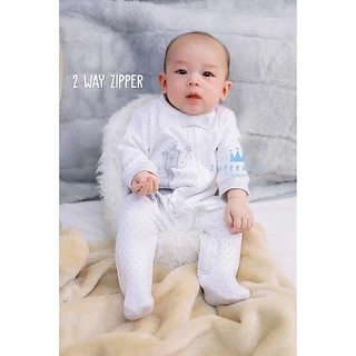 Zuper Mom (0-24 เดือน) ชุดหมีเด็กอ่อน ซิป รุ่น 2 WAY ZIPPER บอดี้สูทเด็กอ่อน ชุดเด็กแรกเกิด บอดี้สูทหุ้มเท้า no.9013