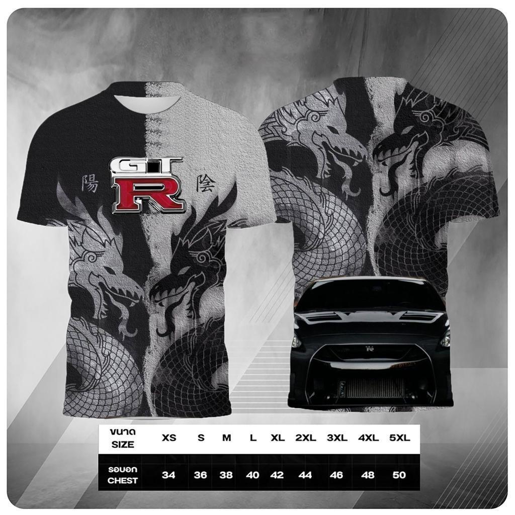 3D Nissan GTR เสื้อยืด Nissan เสื้อยืด GTR Nismo เสื้อ R35 R32 unisex1ผ้าCotton  ไม่จำกัดเพศ
