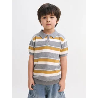 [Pomelo] เสื้อโปโลถักลายทาง / Striped Polo Knit Top