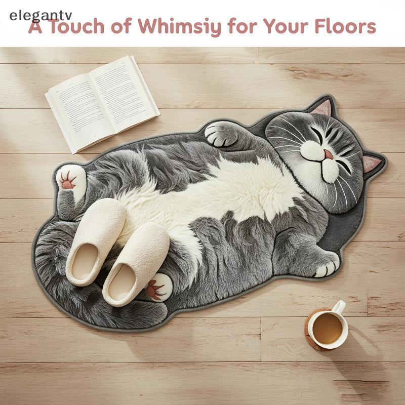 EGN น่ารัก Cat-Shaped พรมพื้นที่ Fluffy Non-Shedding 1PC พรมสําหรับห้องนอนเด็กเนอสเซอรี่ Play Area Decor N
