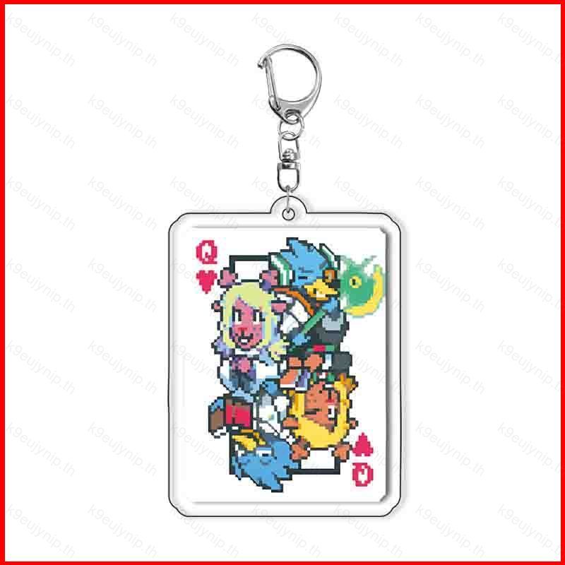 Deltarune Spamton Queen King Jevil Pixel Art Poker Card อะคริลิคพวงกุญแจเกมจี้