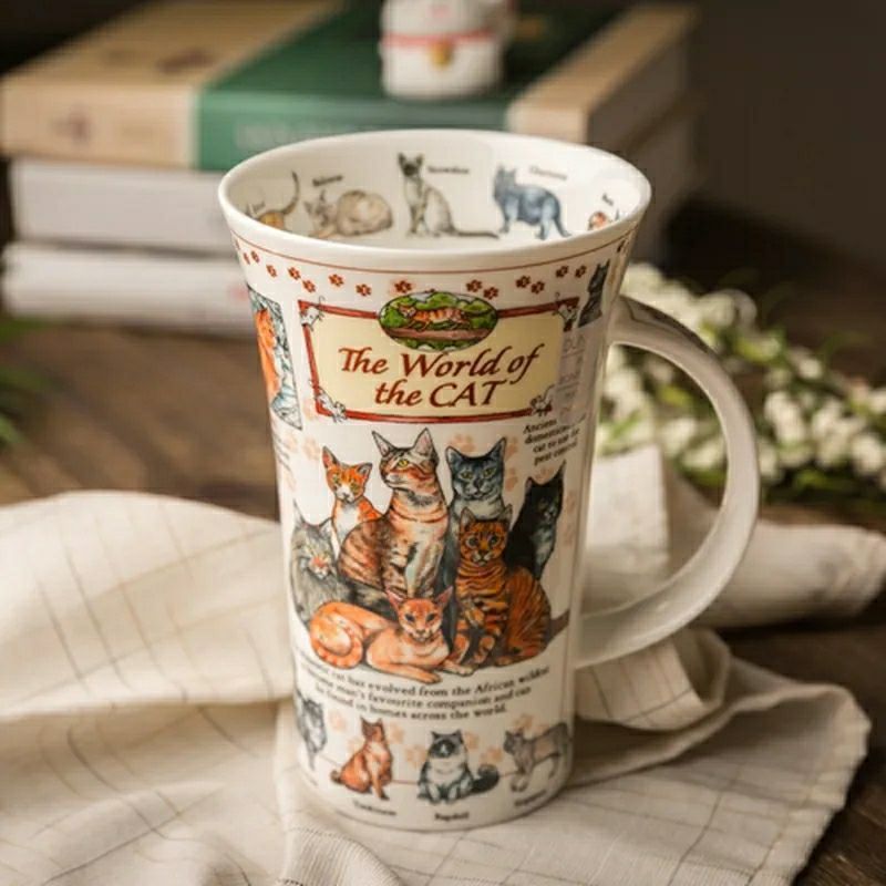 สไตล์อังกฤษยุโรป DUNOON ถ้วยพอร์ซเลน Denon Bone China ถ้วยชาแก้วสํานักงานถ้วยน้ําในครัวเรือน Retro