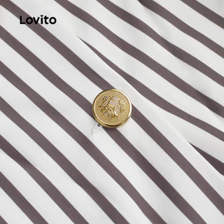 (New Arrival) Lovito เสื้อลําลองหรือกางเกงติดกระดุม สีน้ําตาล ท็อปหรือกางเกงสําหรับผู้หญิง ฤดูใบไม้ผลิ/ฤดูร้อน SHB198P1D239