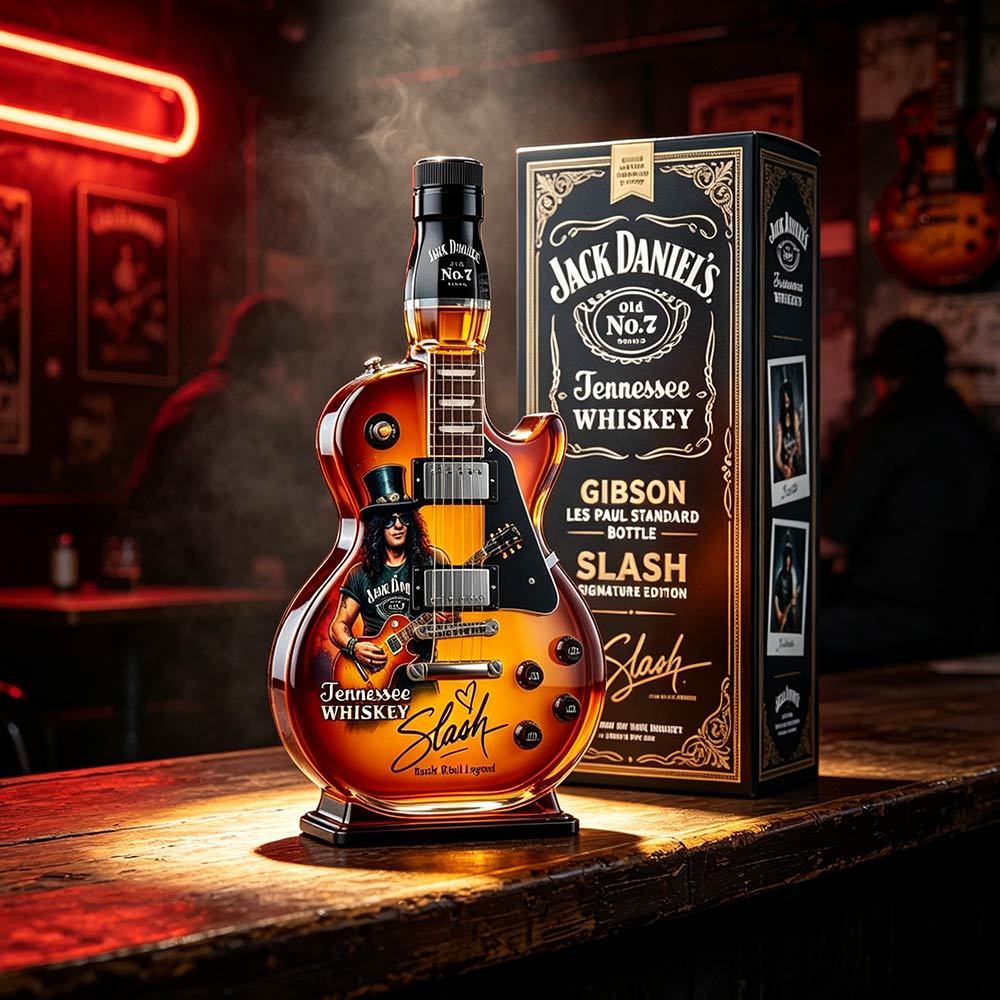 Slash Gibson Les Paul Guitar‑Shaped Whiskey Bottle — 750ml,Collectible Decoration For Rock Fans