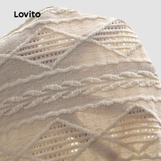 (New Arrival) Lovito เสื้อท็อปผู้หญิงสไตล์เรียบหรู คอผ่าปลายแยก โทนแอปริคอต สําหรับฤดูใบไม้ผลิและฤดูร้อน TKB199P2D292