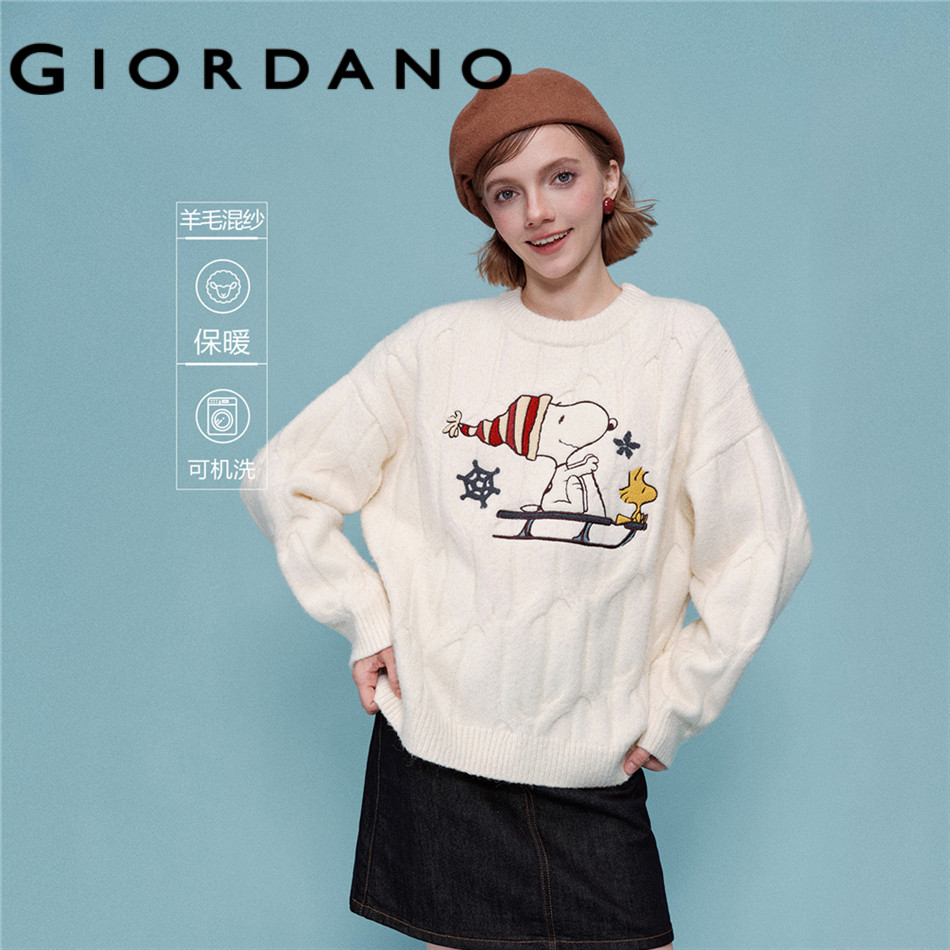 GIORDANO WOMEN Snoopy embroidered applique sweater 18355708