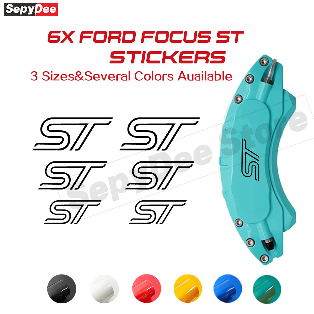 รถเบรค Caliper Decals ST โลโก้สติกเกอร์ไวนิลทนความร้อนสําหรับ Ford Focus ST Mk2 Mk3 Mk4 Racing Mod อ