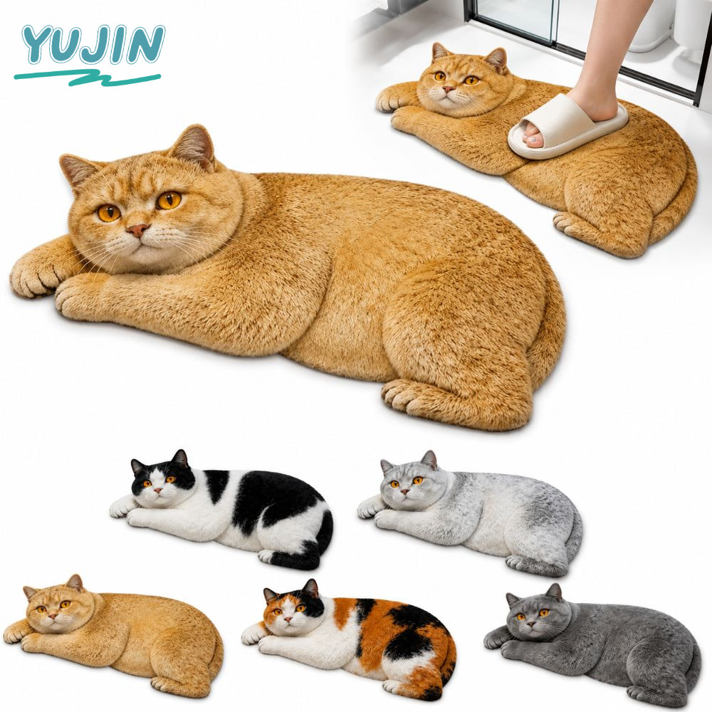 YUJIN พรมปูพื้นแมว กันลื่น 4060CM 5080CM พรมห้องน้ํา น่ารักดูดซับน้ํา| พรมประตูห้องนอนเหมือนจริงตกแต่งบ้าน