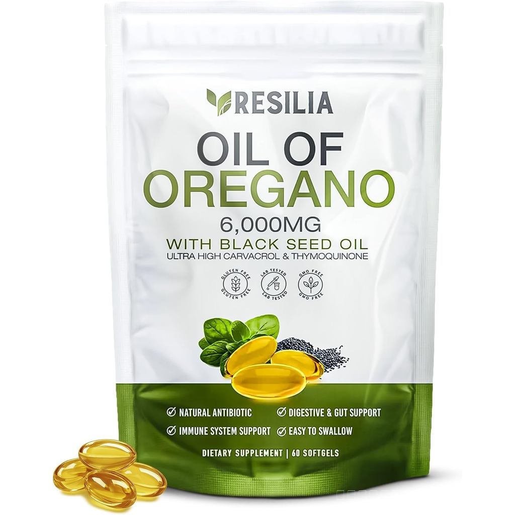 ResiliaSoftgelswithkSeedOil6000mg–OreganoOilCapsforImmune&DigestiveSupport–Non-GMO,Gluten-FreeSoftge