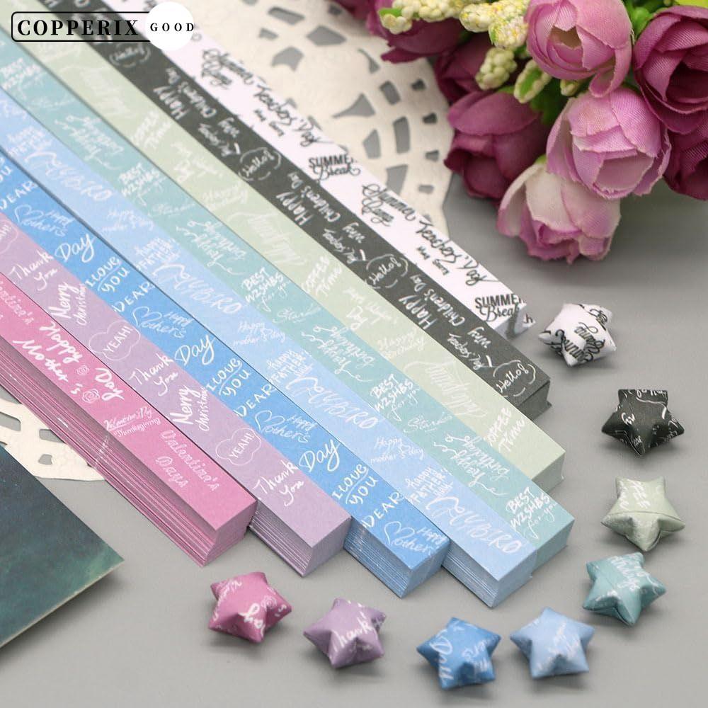 COPPERIX 540 แผ่น Star แถบกระดาษ, การ์ตูนที่มีสีสัน Star Origami กระดาษ, DIY Wishes ด้านเดียว Art Craft Scrapbooking เด็กของขวัญ