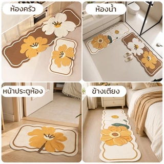 VELOREE พรมห้องครัวแบบยาว พรมเช็ดเท้า พรมน่ารัก กันลื่น ซึมซับน้ำดี ทำความสะอาดง่าย หนานุ่ม