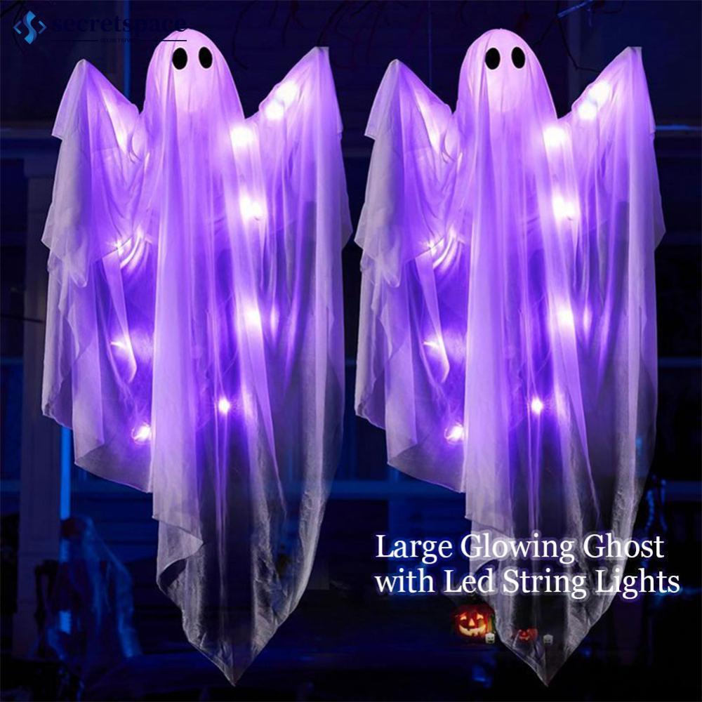 SECRETSPACE 120 ซม.ขนาดใหญ่ฮาโลวีนเรืองแสง Ghost LED String ไฟกลางแจ้งแขวน Ghost โคมไฟสําหรับ Yard P