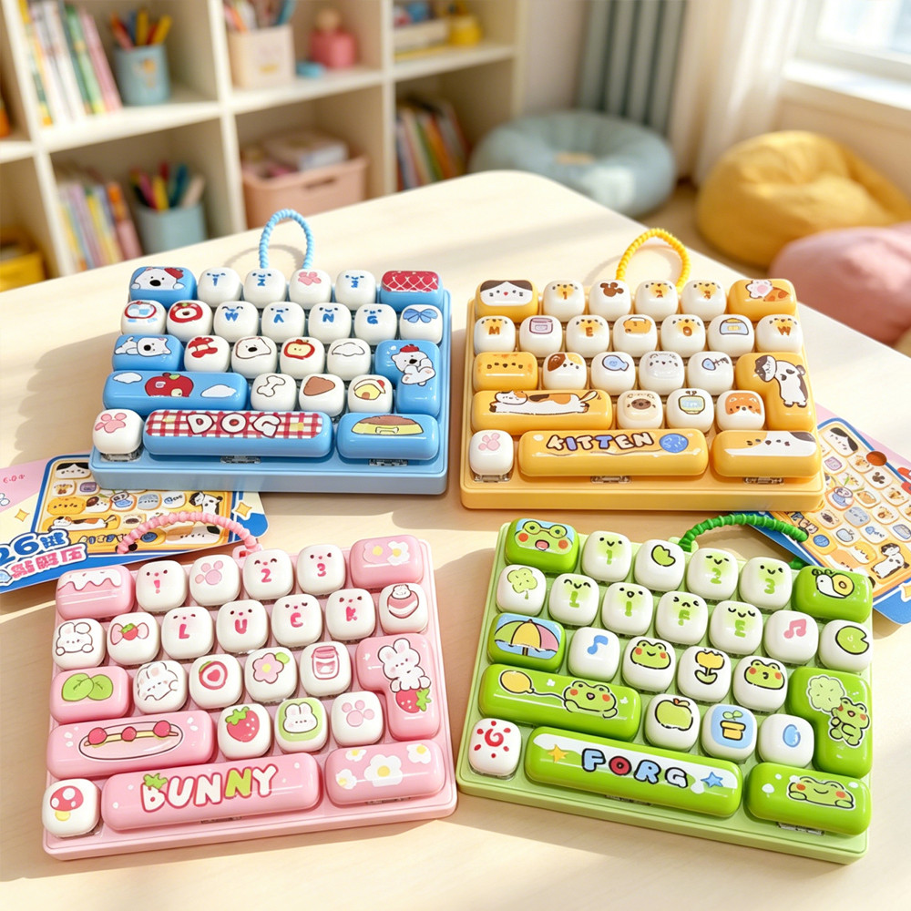 Creative Keyboard Fidget ASMR ของเล่นตุ๊กตาสัตว์น่ารักพิมพ์กระเป๋าพวงกุญแจความเครียดบรรเทาของเล่น