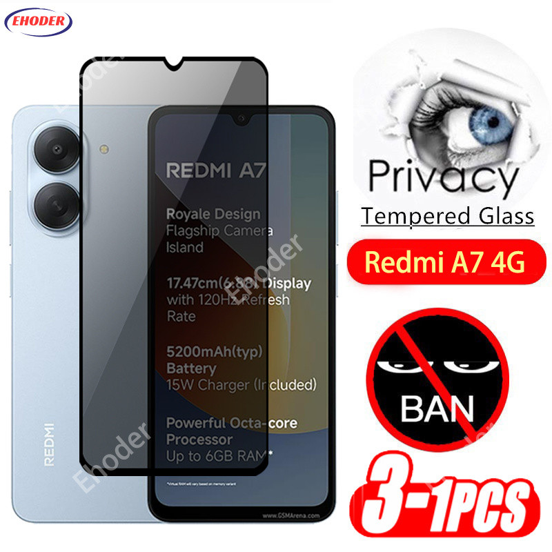 1-3PCS ความเป็นส่วนตัวกระจกนิรภัยสําหรับ Redmi A7 4G 2026 เลนส์กล้องป้องกันหน้าจอสําหรับ RedmiA7 RedmiA7Pro A7Pro Mi คลุมทั้งหมดฟิล์มแก้ว