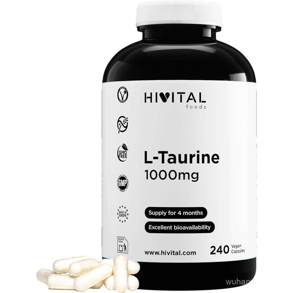 L-Taurine 1000mg 240 แคปซูลมังสวิรัติสําหรับ 4 เดือน The amino acid Taurine ช่วยเพิ่มความจําและสมาธิ