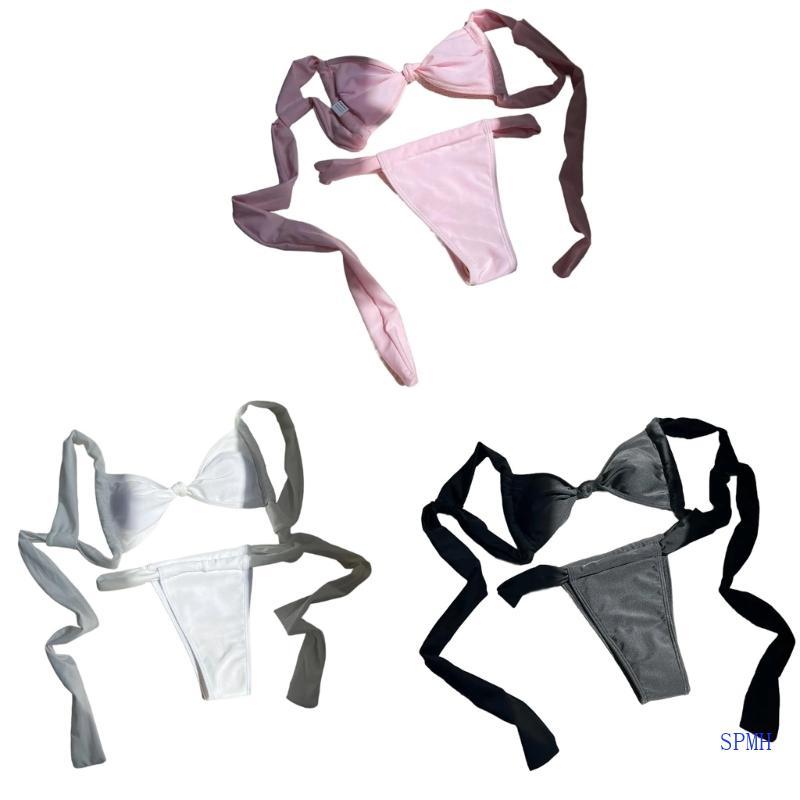 Super Women Ruched ชุดว่ายน้ําชุดว่ายน้ําสองชิ้น Ruched กางเกงเอวต่ํา