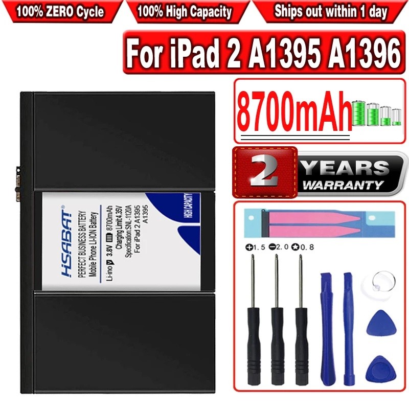 HSABAT 8700mAh A1395 แบตเตอรี่สําหรับ iPad 2 A1395 A1396 A1397 A1376 A1316