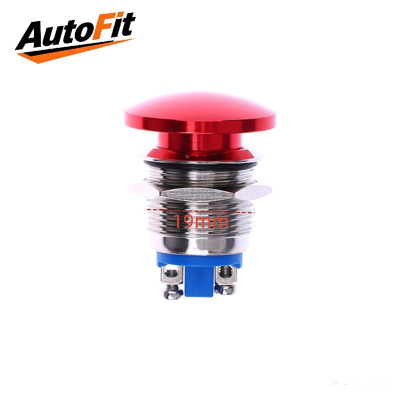 AutoFit 1PC กันน้ํา IP65 SPST (ON)-ปิด 1NO 3A 250V พร้อมสกรู Terminal 16/19/22MM Momentary โลหะเห็ดหัว Push ปุ่มสวิทช์