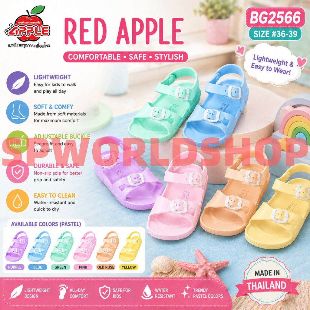 Red Apple Back Strap Sandal Shoes BG2566 Pastel 36-39