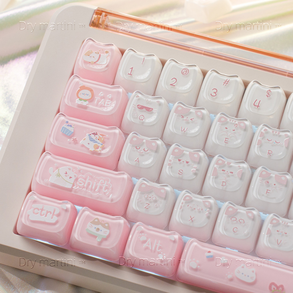 keycap anime pbt keycaps sa keycap Original Cat Cat Party MAO คริสตัล Keycap PC ที่ไม่ซ้ํากัน Jelly 