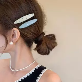 LAKAM Duckbill กิ๊บติดผม, เรซิ่นสีฟ้าอ่อนคลิปหน้าม้า, สีขาวครีมแข็งแรงถือกิ๊บติดผมผู้หญิงลายจุดผู้หญิงจัดแต่งทรงผมผู้หญิง