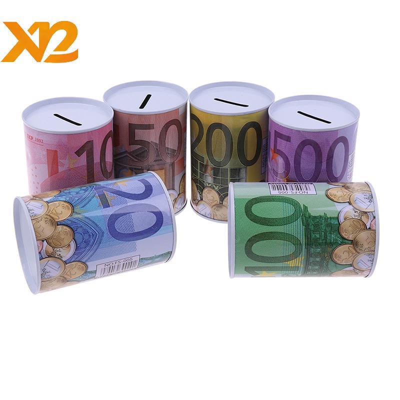 [XXNZMM] Euro Dollar Money Box กระบอกปลอดภัย Piggy Bank Bank Bank สําหรับกล่องฝากเหรียญ LEED