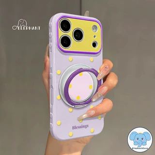 เคสไอโฟน11 17สำหรับ IPhone 17 Air 12 11 15 13 14 Pro Max 8 15 7 16 Plus X XR XS Maxเคสหัวใจฟองน้ำ ลายจุดสีคู่ สไตล์หวานๆ