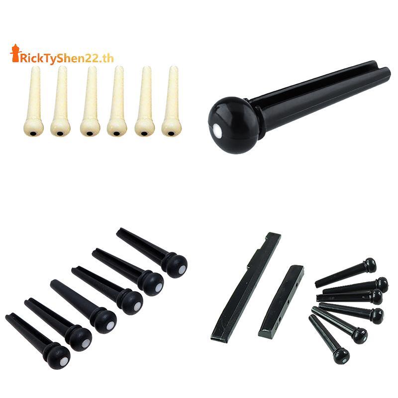 RickTyShen ชุด 6 ชิ้น Bla Ebony Bridge Pins พร้อมจุดเชลล์สําหรับกีตาร์อะคูสติกคุณภาพ
6 ชิ้น Ebony Br