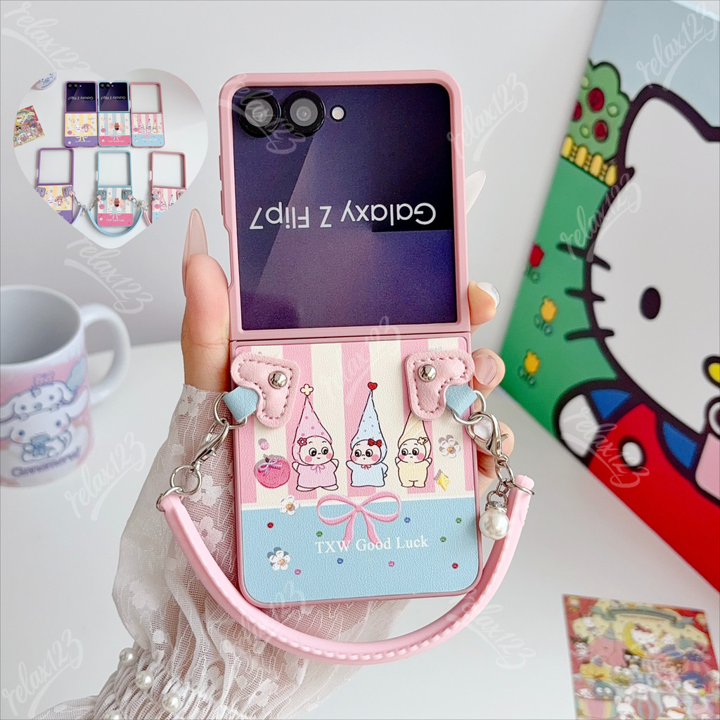 เกาหลี INS น่ารักการ์ตูนขนมกระต่ายเคสโทรศัพท์สําหรับ Samsung Galaxy Z Flip 8 7 6 5 4 Flip4 Flip5 Fli