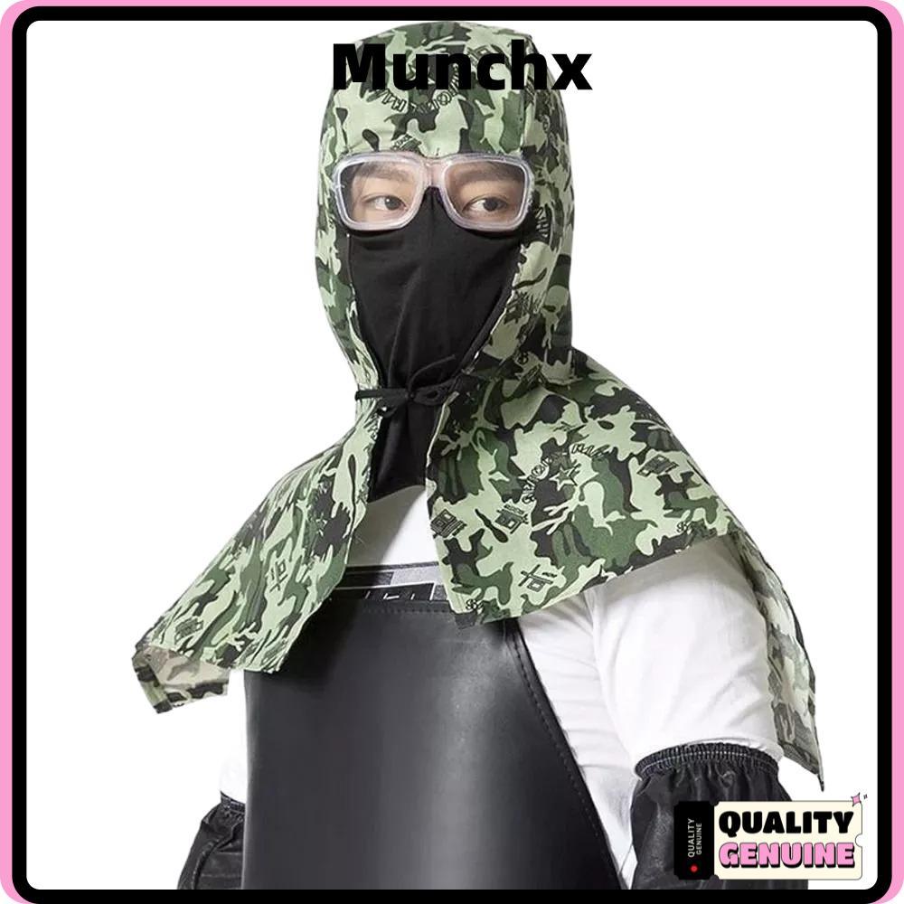 MUNCHX หมวกเชื่อมแบบป้องกันเต็มรูปแบบ, ผ้าคลุมคอเชื่อมซักได้, กันแดดกลางแจ้งสําหรับผู้ชายผู้หญิงหมวกป้องกัน