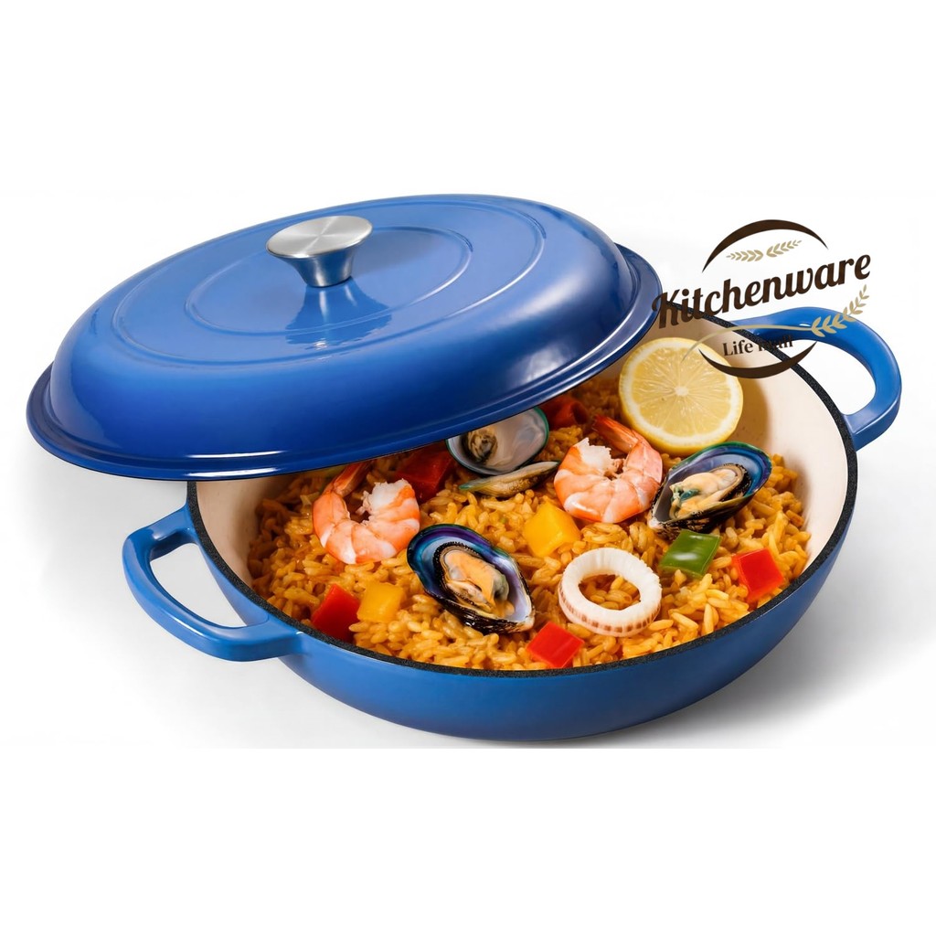 เคลือบเหล็กหล่อ กระทะอบดัตช์ Paella 30ซม. รองรับเตาแม่เหล็กไฟฟ้า