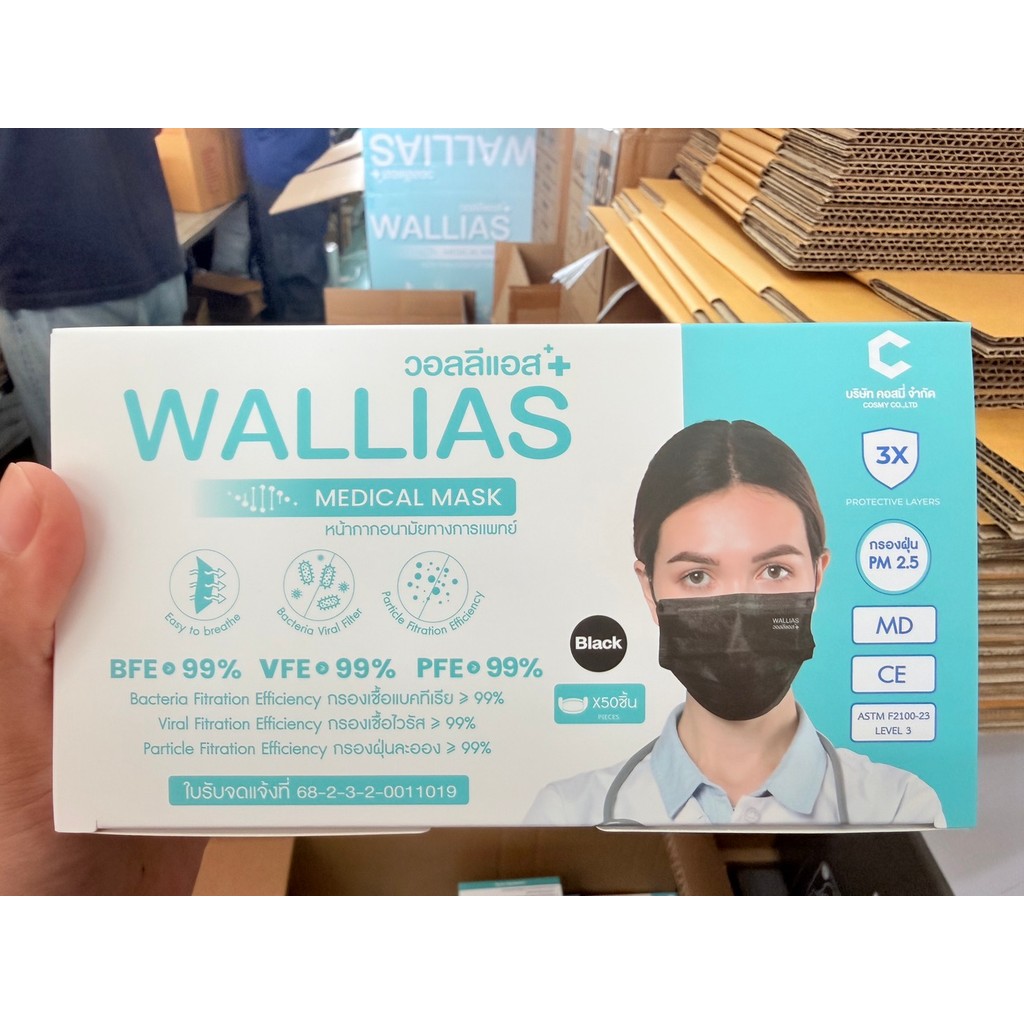 Wallias หน้ากากคาร์บอน 4 ชั้น กันฝุ่น/กลิ่น Activated รูปที่ 4