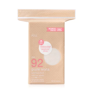 Rii Pure Wata Unbleached Cotton Pads Bonus Pack 100pcs สำลีแผ่น ริอิ รุ่นเพียว วาตะ เบอร์ 92.