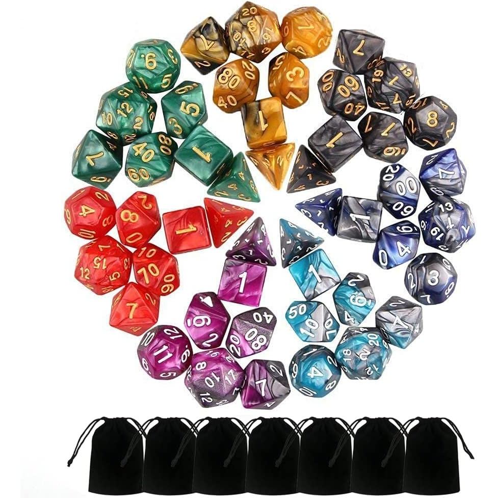 7 (49 ชิ้น) ชุดลูกเต๋า Polyhedral สําหรับ Dungeons & Dragons/RPG, ชุดลูกเต๋า D&D/DND ชุดลูกเต๋า (D20