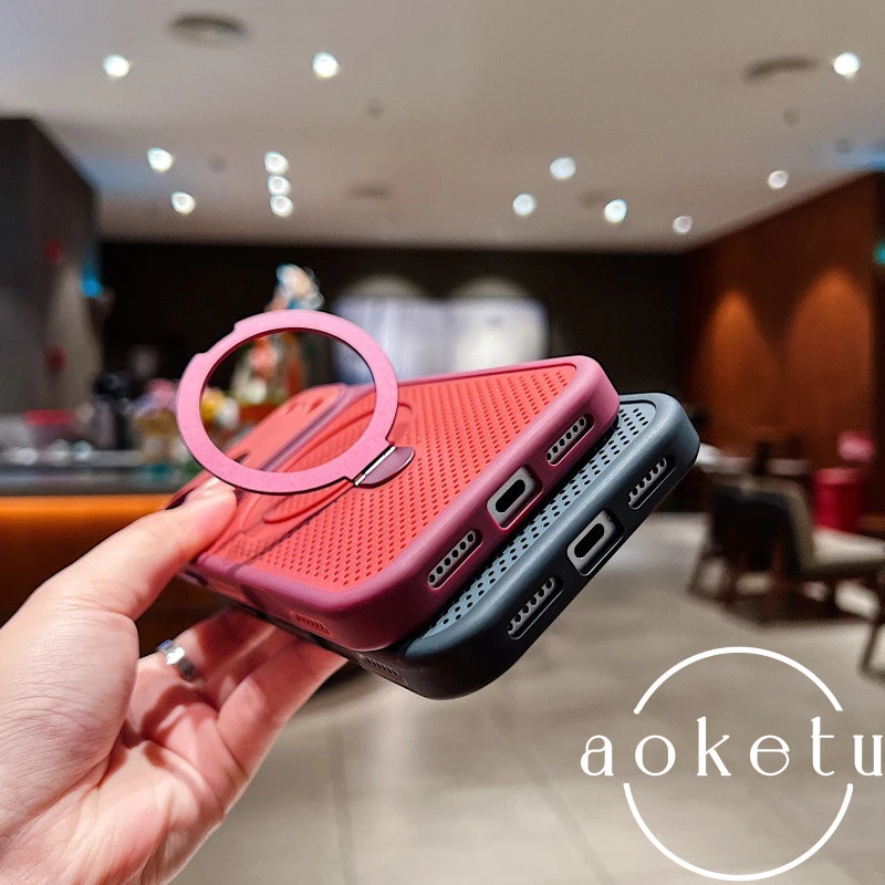 ฤดูร้อนกระจายความร้อนตาข่ายวงเล็บหน้าต่างขนาดใหญ่เคสโทรศัพท์แม่เหล็กเหมาะสําหรับ ไอโฟน 12 13 14 15 16 17 มือโปร สูงสุด เลนส์รวมทุกอย่างป้องกันการตกฝาครอบซิลิโ thumbnail 9