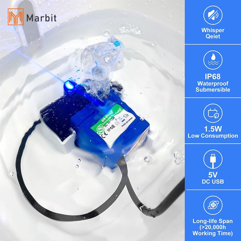 Marbit Mini Pet Replacement Water Fountain Pump Submersible Dog Cat Drinking Fountain