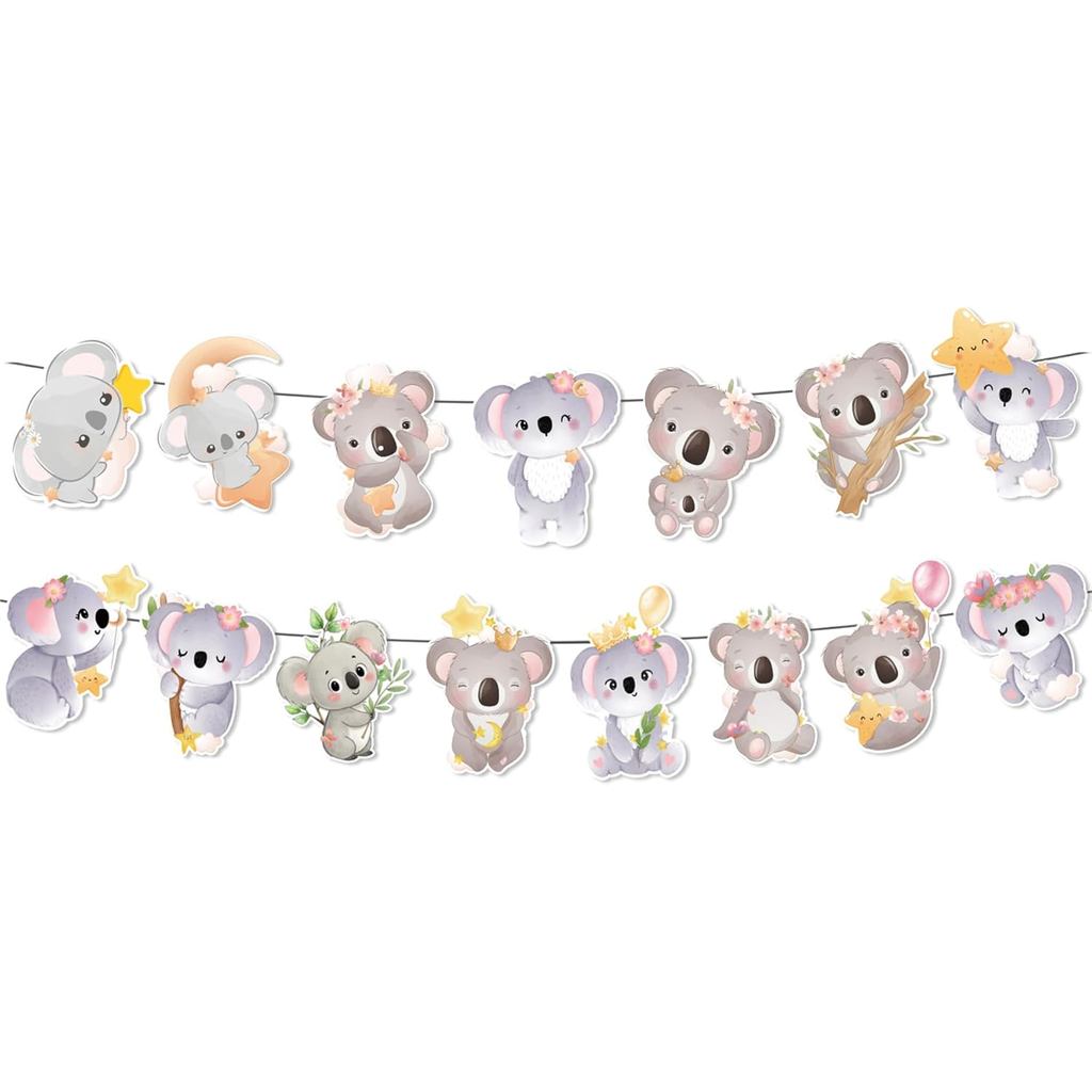 2 ชิ้น Koala แบนเนอร์ Koala แบนเนอร์แขวนสําหรับ Koala Party ตกแต่ง Bear Party Supplies